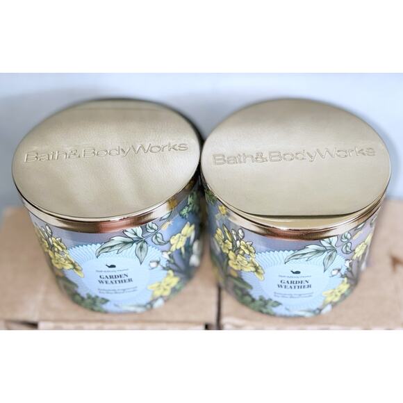Lot of 2 Bath & Body Works Garden Weather Large 3-Wick Candle 14.5oz - Picture 3 of 5